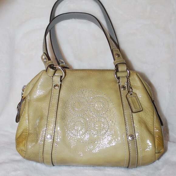 💚👜Coach Purse Green Ombre Textured Handbag Patent Leather Satchel 45570💚👜 - Picture 9 of 13